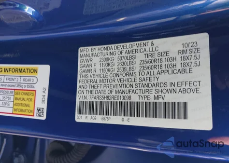 2024 Honda Cr-V Hybrid Sport-L из США, поврежденный, VIN 7FARS5H82RE013098